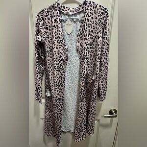 Cream and Black Leopard Print long Cardigan NWT